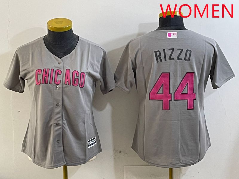 Women Chicago Cubs #44 Rizzo Grey Fashion Game 2025 Nike MLB Jersey style 5->women mlb jersey->Women Jersey